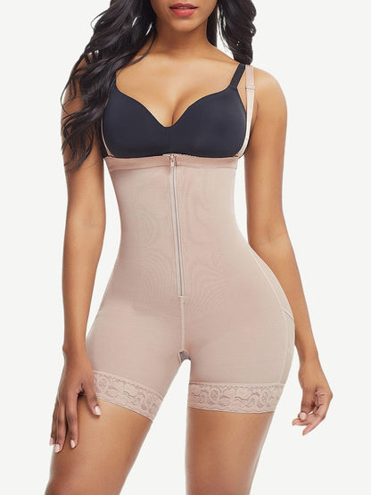 Zip n Sculpt Straight Across Open Bust Mid Thigh Faja (Open Crotch Design)