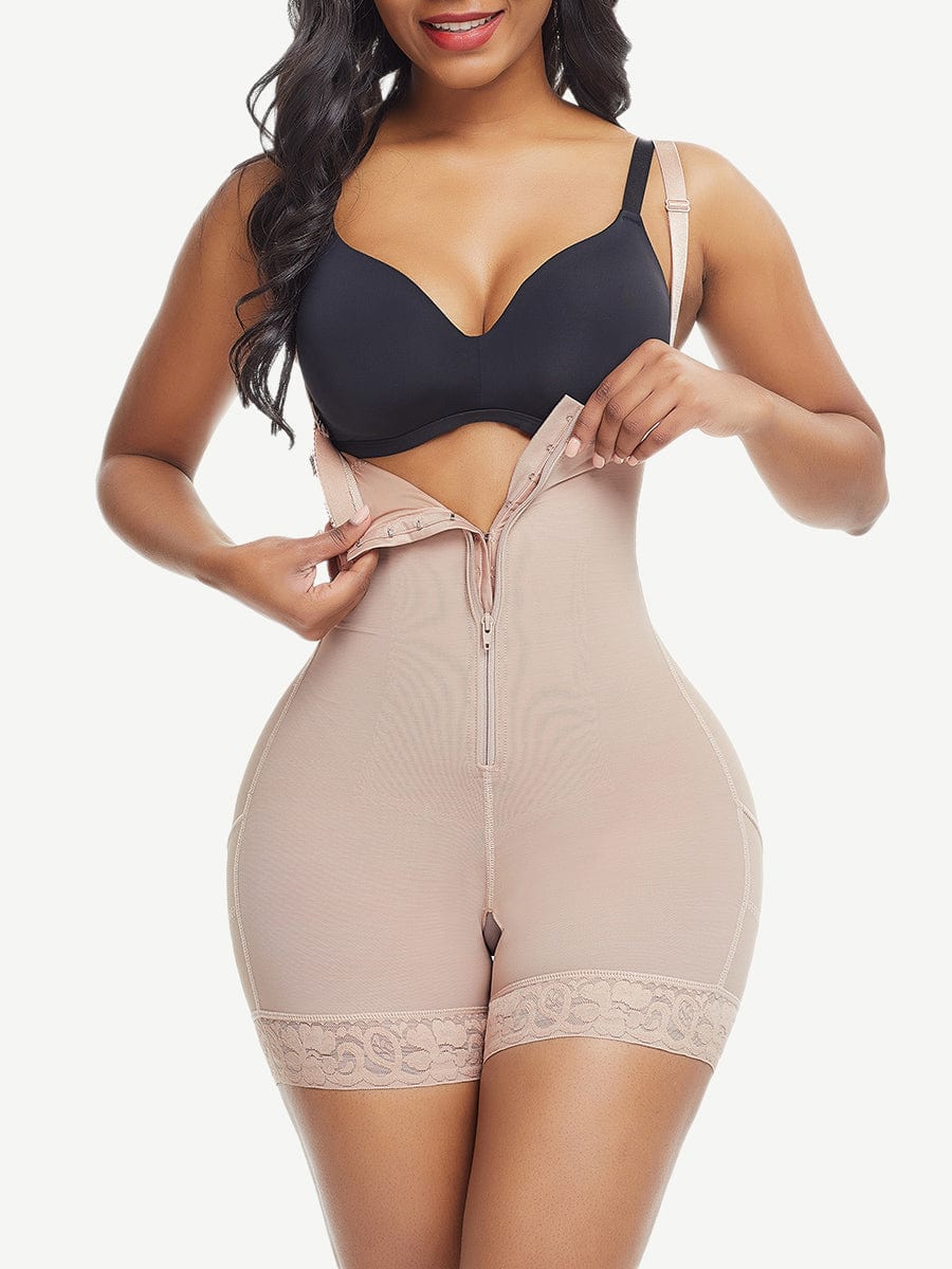 Zip n Sculpt Straight Across Open Bust Mid Thigh Faja (Open Crotch Design)