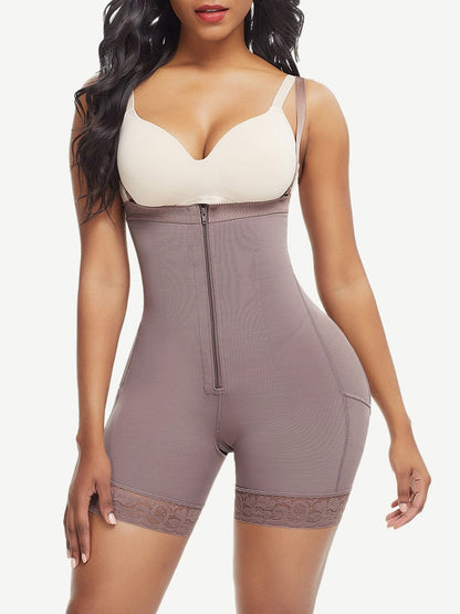 Zip n Sculpt Straight Across Open Bust Mid Thigh Faja (Open Crotch Design)