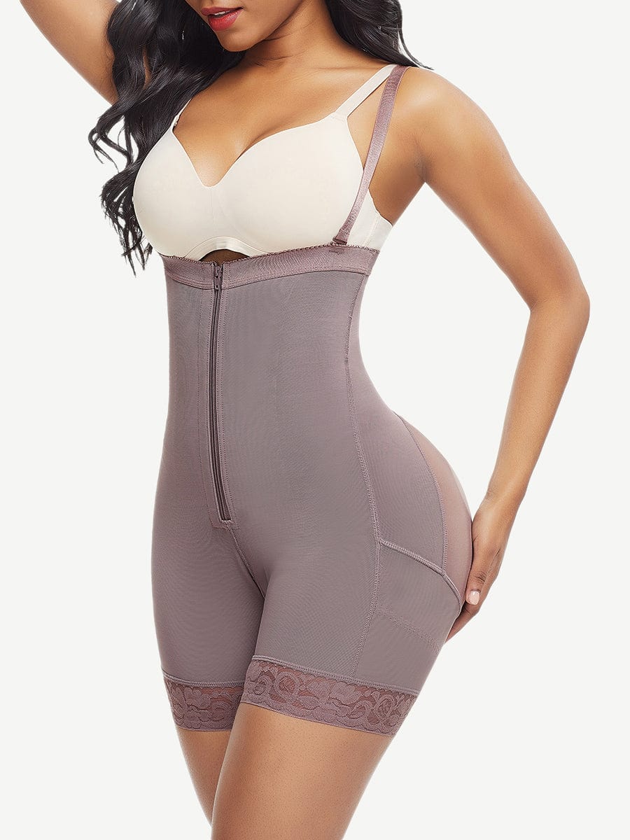 Zip n Sculpt Straight Across Open Bust Mid Thigh Faja (Open Crotch Design)