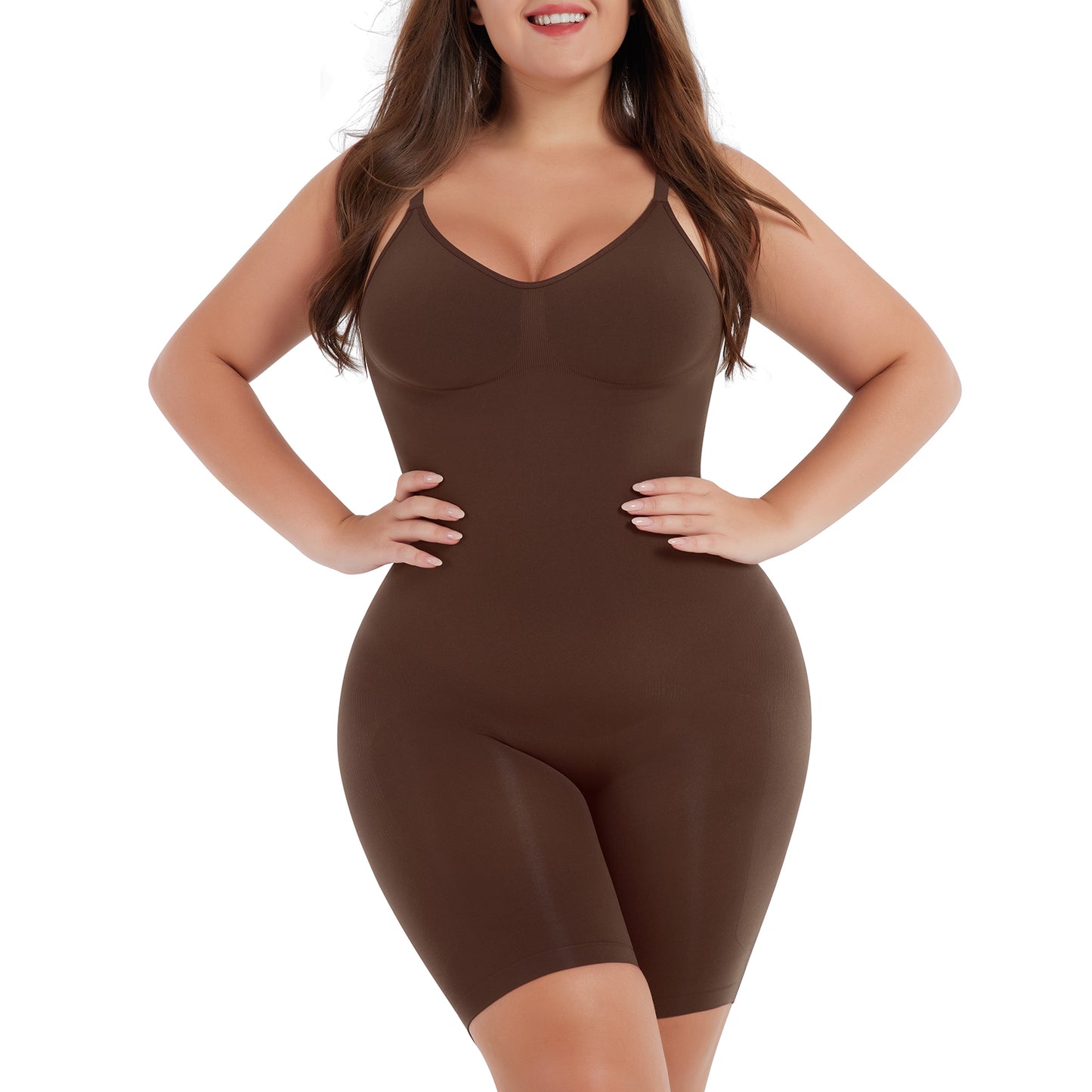 Seamless Shape Open Back Mid Thigh Bodysuit