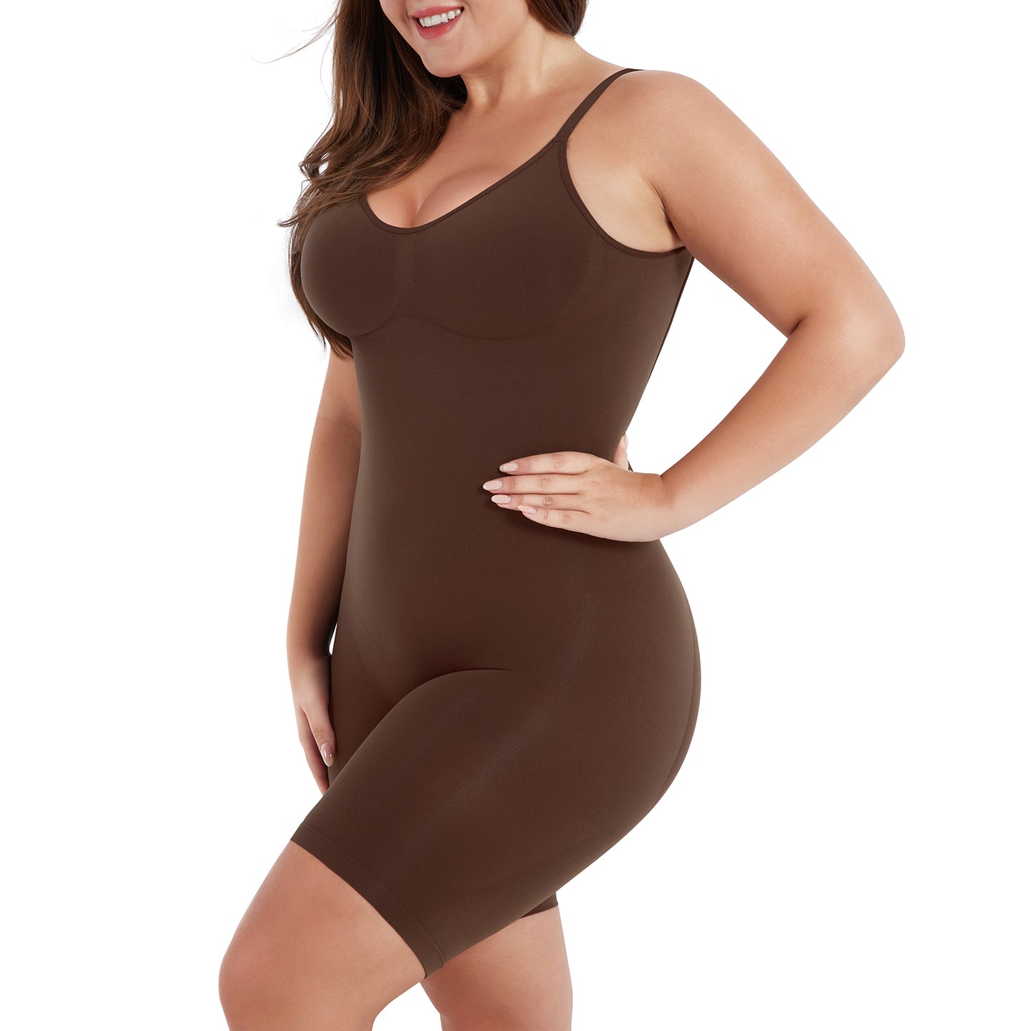 Seamless Shape Open Back Mid Thigh Bodysuit