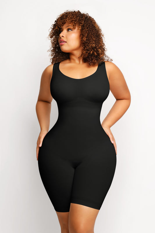 Seamless Shape Wide Straps Mid Thigh Bodysuit