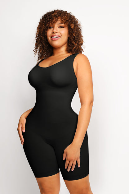 Seamless Shape Wide Straps Mid Thigh Bodysuit