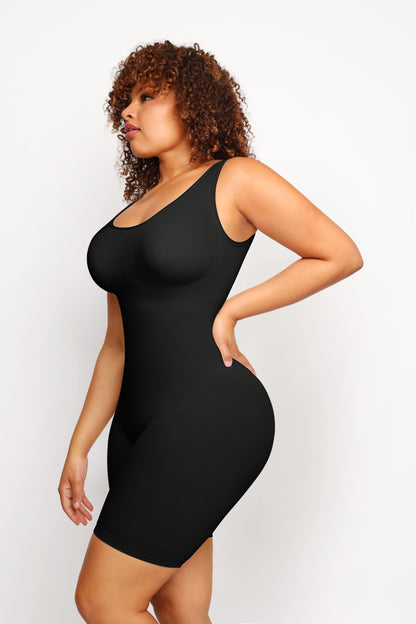 Seamless Shape Wide Straps Mid Thigh Bodysuit