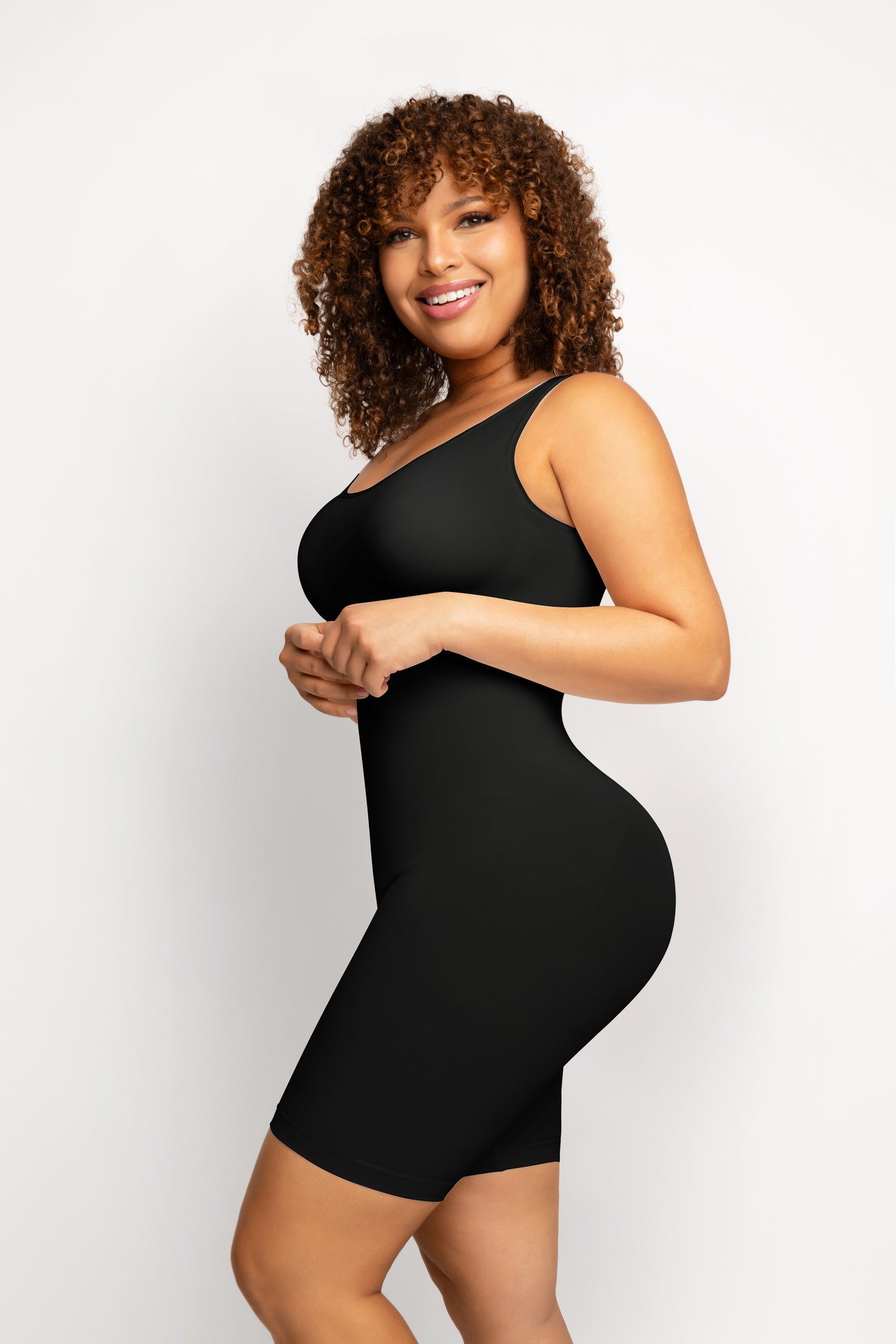 Seamless Shape Wide Straps Mid Thigh Bodysuit