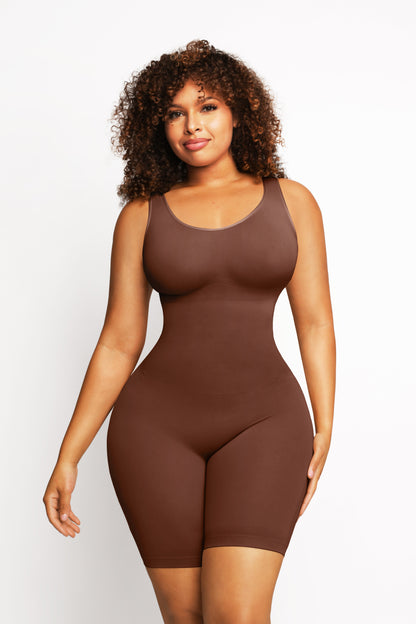 Seamless Shape Wide Straps Mid Thigh Bodysuit