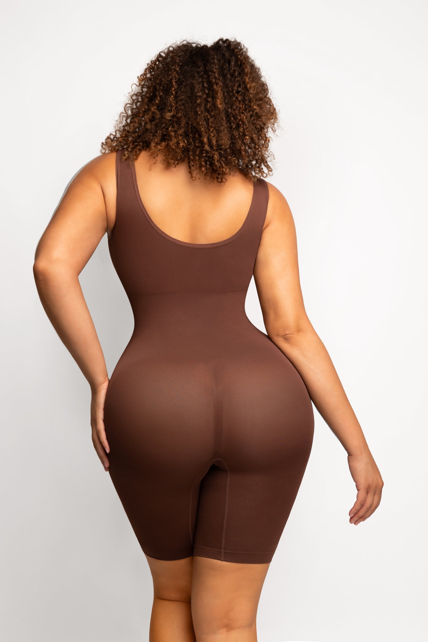 Seamless Shape Wide Straps Mid Thigh Bodysuit