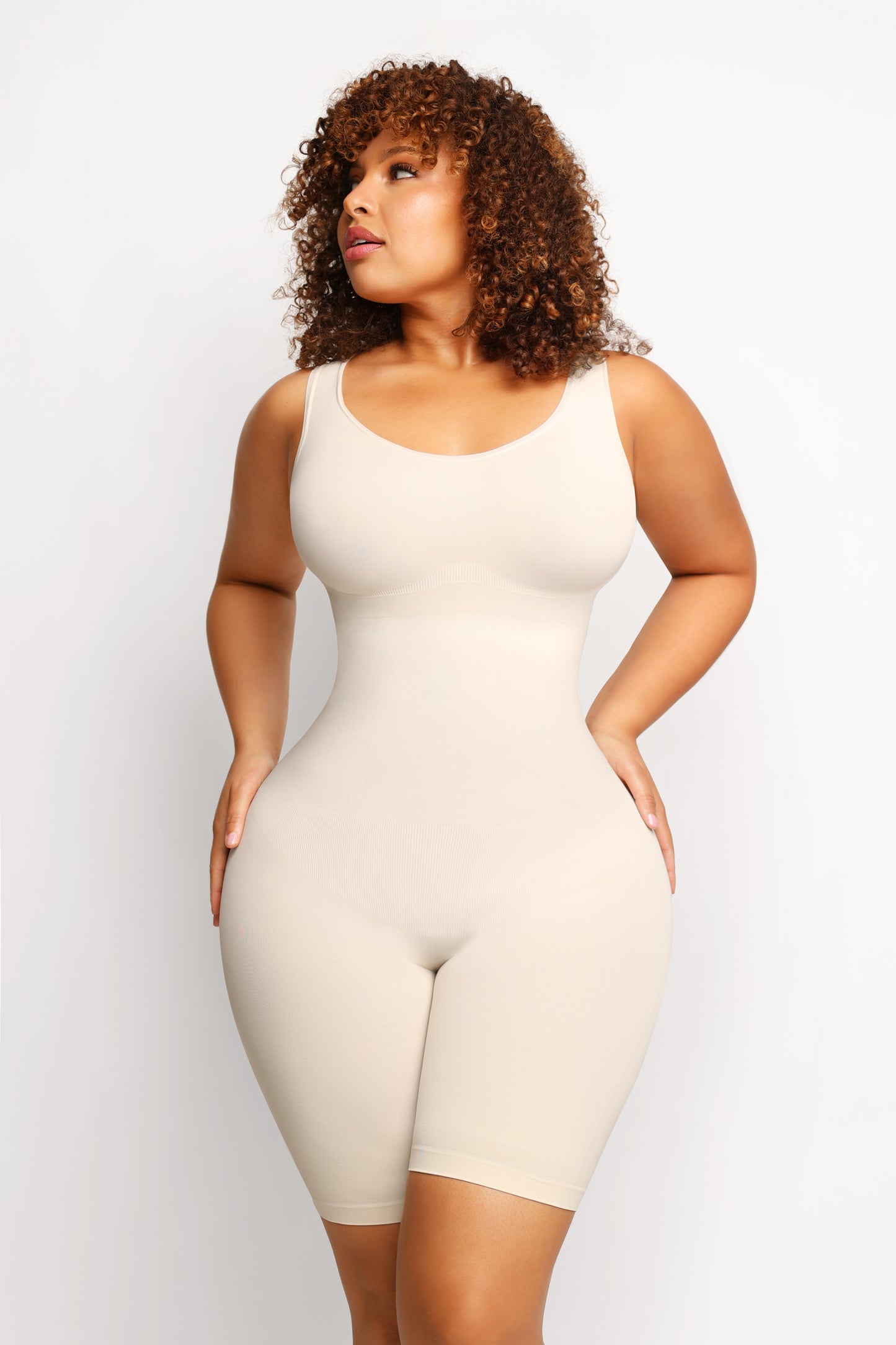 Seamless Shape Wide Straps Mid Thigh Bodysuit