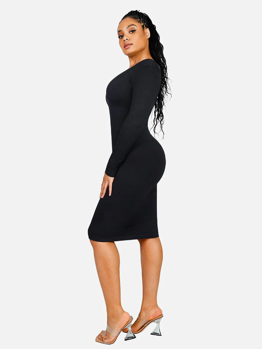 Soft Snatched Long Sleeve Midi Dress