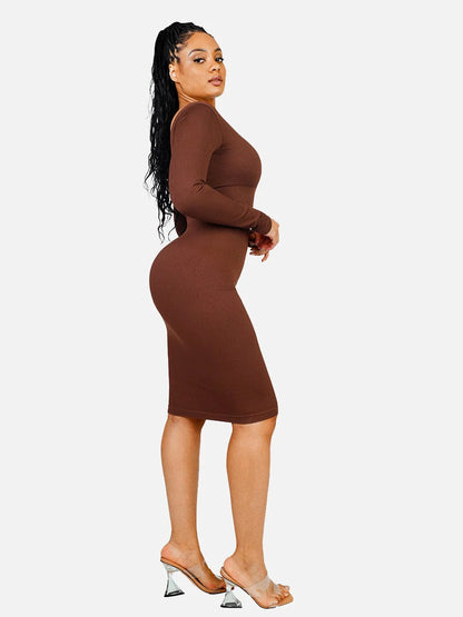 Soft Snatched Long Sleeve Midi Dress