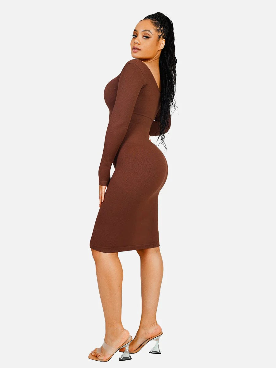 Soft Snatched Long Sleeve Midi Dress